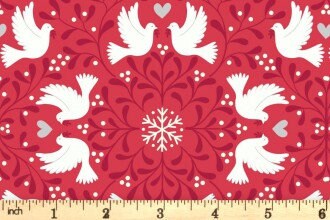GLOWING FABRICS!! Lewis & Irene Hygge Glow Fabric Collection Glowing Scandi Dove on Red Premium 100% Cotton Quilt Shop Quality Fabrics