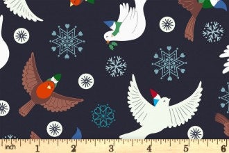 GLOWING FABRICS!! Lewis & Irene Hygge Glow Fabric Collection Glowing Flying Tomte on Charcoal Premium 100% Cotton Quilt hop Quality Fabrics