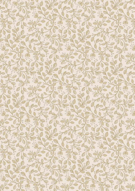 LAST BOLT! Lewis & Irene Honey Bee Fabric Collection Leaves on Dark Cream Premium 100% Cotton Quilt Shop Quality Fabrics