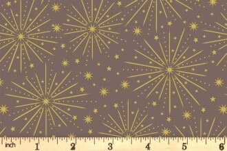 LAST BOLT!! Lewis & Irene Honey Bee Fabric Collection Starburst with Gold Metallic on Fawn Premium 100% Cotton Fabrics