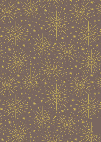 LAST BOLT!! Lewis & Irene Honey Bee Fabric Collection Starburst with Gold Metallic on Fawn Premium 100% Cotton Fabrics