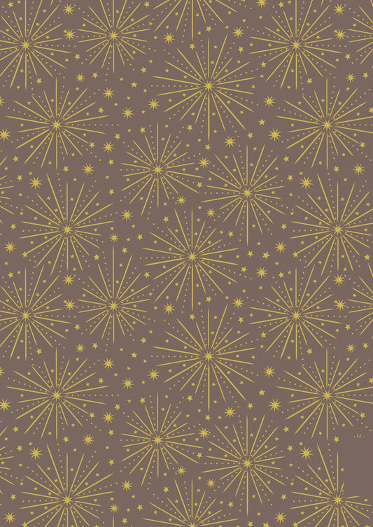 LAST BOLT!! Lewis & Irene Honey Bee Fabric Collection Starburst with Gold Metallic on Fawn Premium 100% Cotton Fabrics