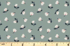 Lewis & Irene Folk Floral Fabric Collection Little Flowers on Iced Sage A667.3