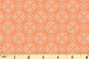 Lewis & Irene Folk Floral Fabric Collection Cross Stitch on Autumn Orange Premium 100% Cotton Quilt Shop Quality Fabrics