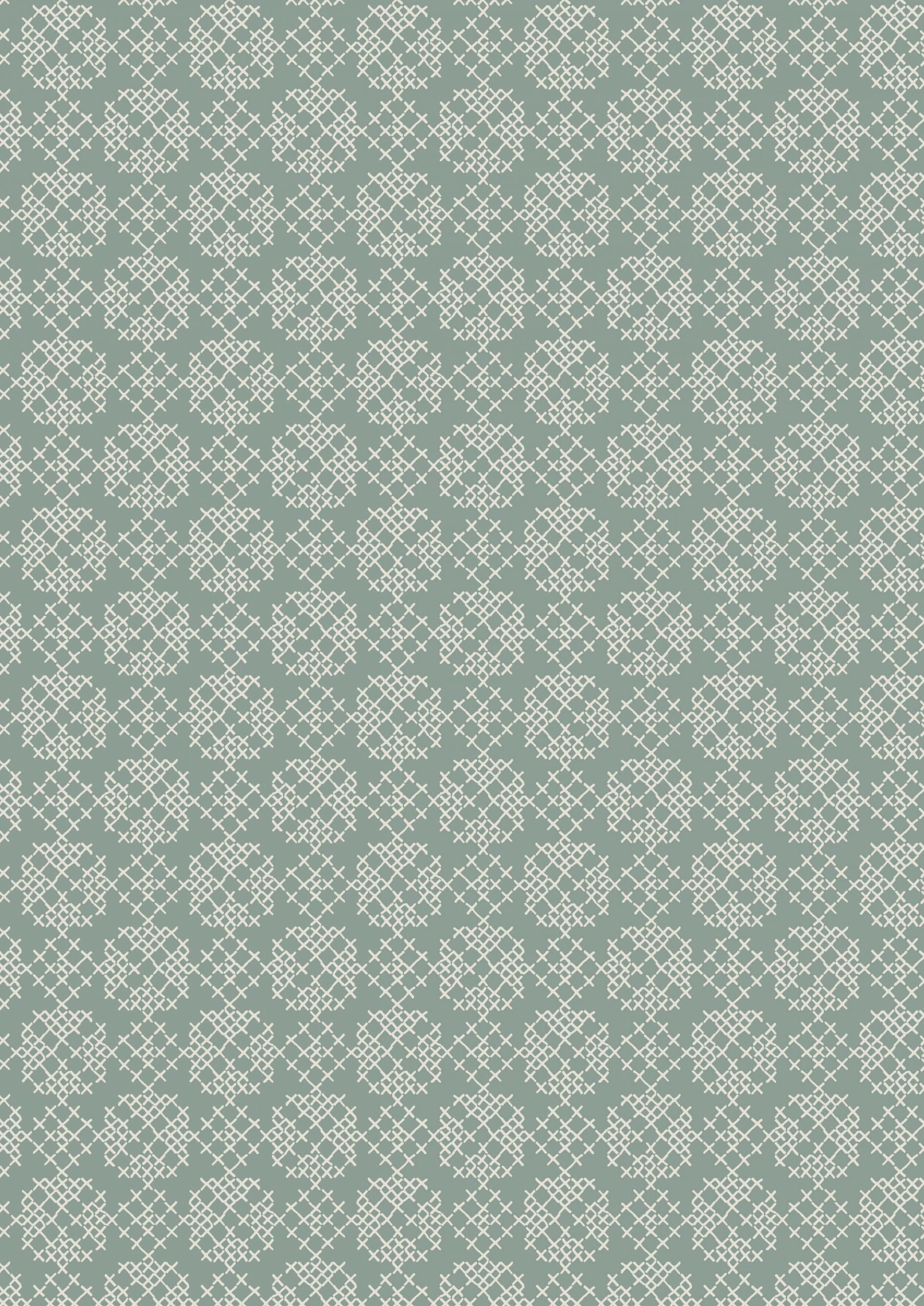 Lewis & Irene Folk Floral Fabric Collection Cross Stitch on Iced Sage Premium 100% Cotton Quilt Shop Quality Fabrics