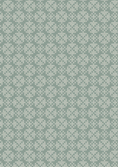 Lewis & Irene Folk Floral Fabric Collection Cross Stitch on Iced Sage Premium 100% Cotton Quilt Shop Quality Fabrics