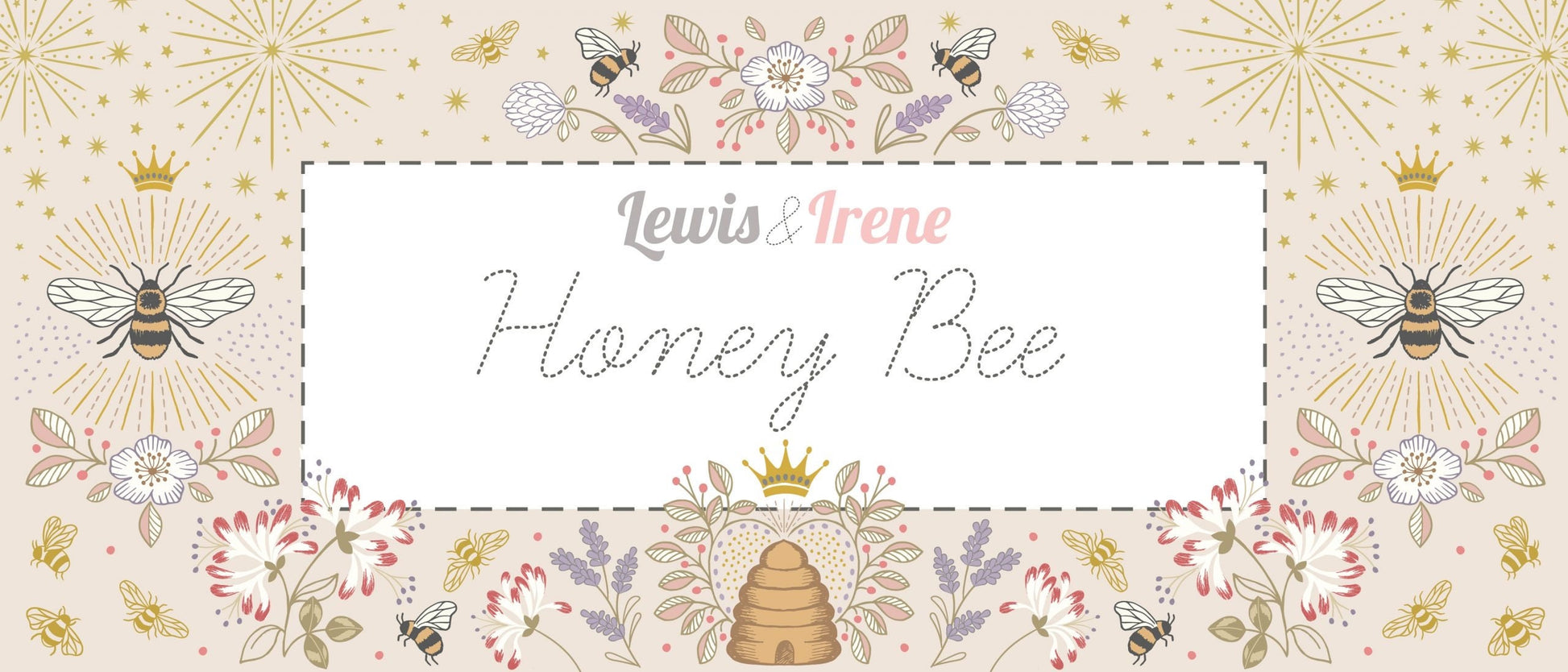 Lewis & Irene Honey Bee Fabric Collection Digital Print One Yard Apron Panel A655