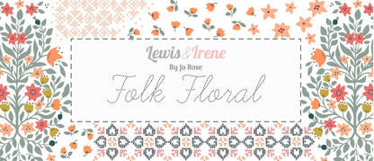 Lewis & Irene Folk Floral Fabric Collection Cross Stitch on Navy Blue A668.3