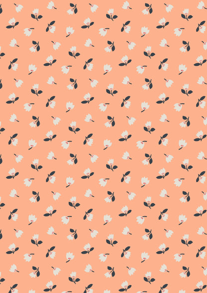 Lewis & Irene Folk Floral Fabric Collection Little Flowers on Peach Premium 100% Cotton Quilt Shop Quality Fabrics