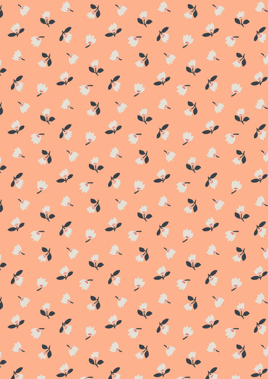 Lewis & Irene Folk Floral Fabric Collection Little Flowers on Peach Premium 100% Cotton Quilt Shop Quality Fabrics