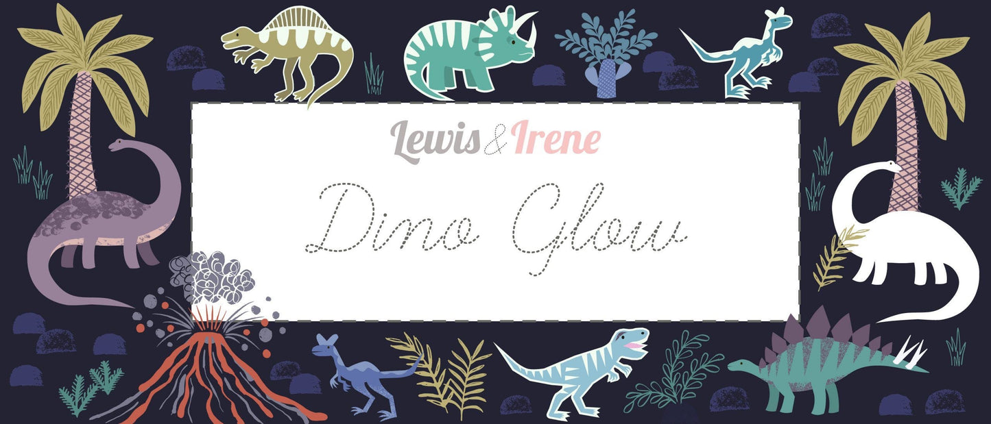 Glow-In-The-Dark Lewis & Irene Dino Glow Fabric Collection Dino Blender on Blue A672.3