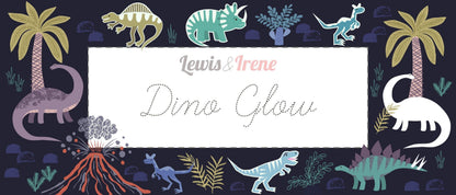 Glow-In-The-Dark Lewis & Irene Dino Glow Fabric Collection Dino Blender on Blue A672.3