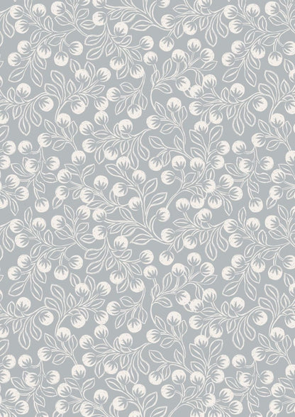 LAST BOLT!! Lewis & Irene Secret Winter Garden Fabric Collection Pearlescent Snowberries on Grey Premium 100% Cotton Fabrics