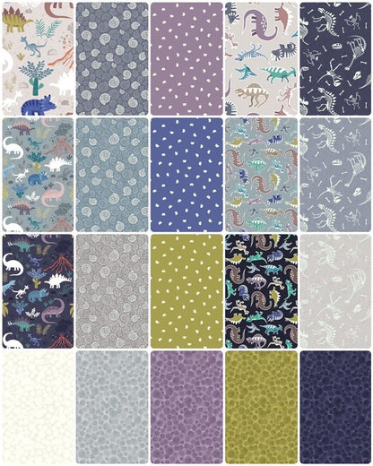 Glow-In-The-Dark Lewis & Irene Dino Glow Fabric Collection Dino Blender on Blue A672.3
