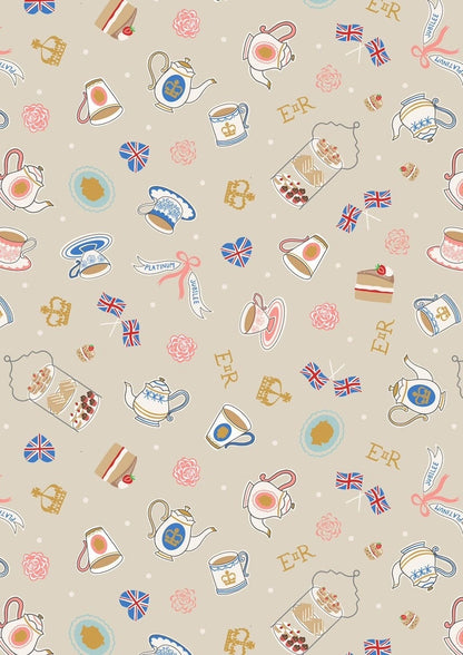 Lewis & Irene Jubilee Fabric Collection Teatime on Cream Premium 100% Cotton Quilt Shop Quality Fabrics