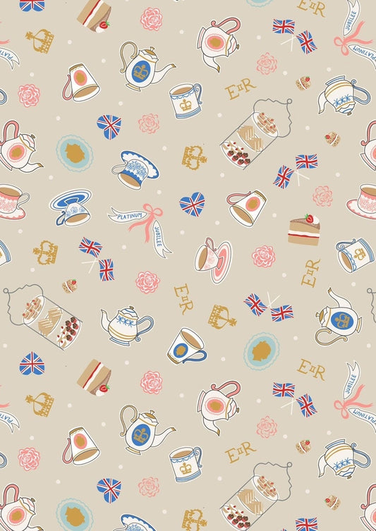 Lewis & Irene Jubilee Fabric Collection Teatime on Cream Premium 100% Cotton Quilt Shop Quality Fabrics