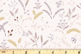 Lewis & Irene Meadowside Fabric Collection Grassfield Gathering on Light Ecru Pink Premium 100% Cotton Quilt Shop Quality Fabrics