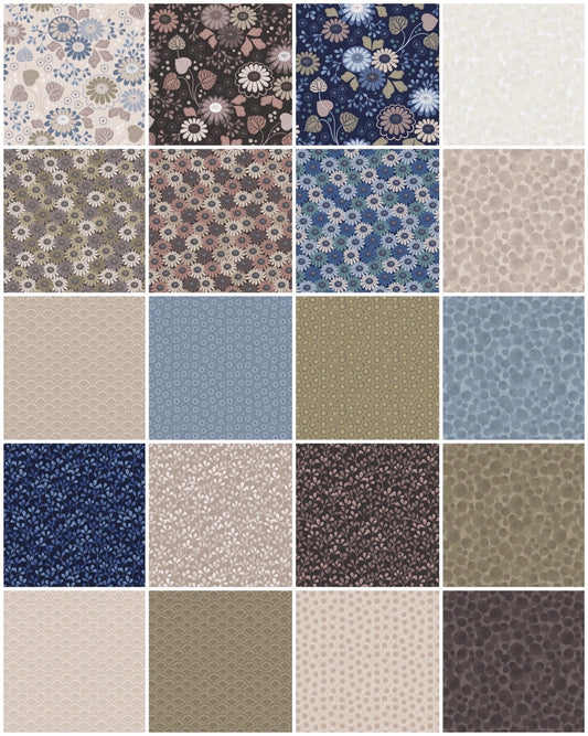 Lewis & Irene Shinrin Yoku Fabric Collection Compact Floral Browns Authentic Premium 100% Cotton Quilt Shop Quality Fabrics
