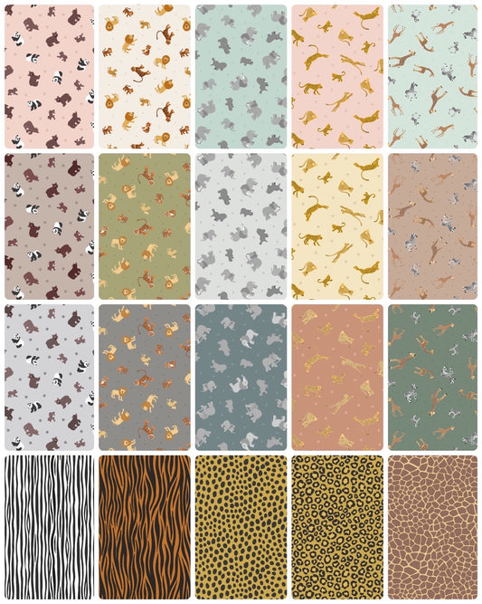 Lewis & Irene Small Things Wild Animals Fabric Collection Elephants and Hippos on Light Grey Authentic remium 100% Cotton Fabrics