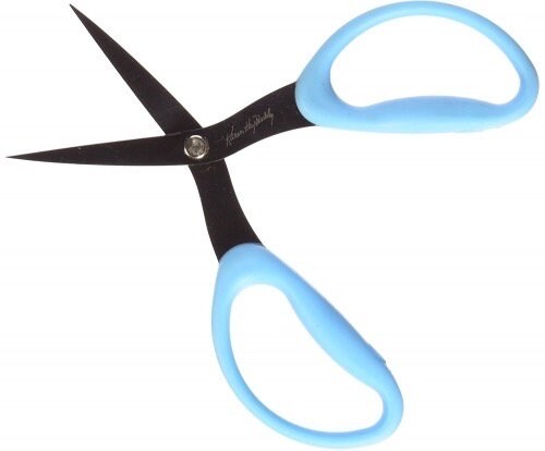 Karen Kay Buckley's Perfect Scissors Micro-Serrated Blue Medium 6" Scissors with Plastic Sheath