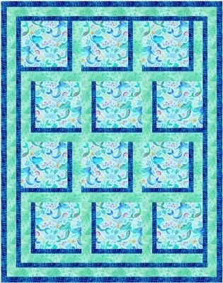 Fabric Cafe Bold Blocks Quilt Pattern (Uses Only 3 Yards of Fabric For Top) Finished Size 47"x60"