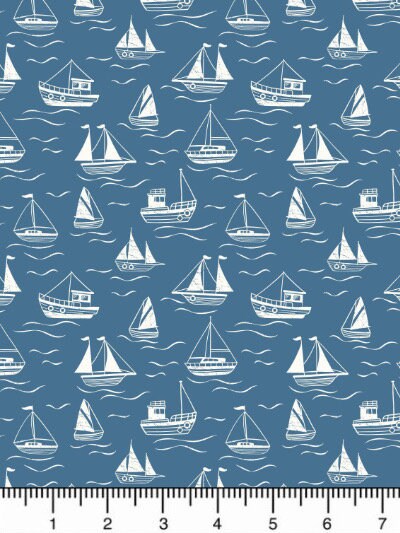 Lewis & Irene Thalassophile Fabric Collection Boats on Dark Blue Premium 100% Cotton Quilt Shop Quality Fabrics