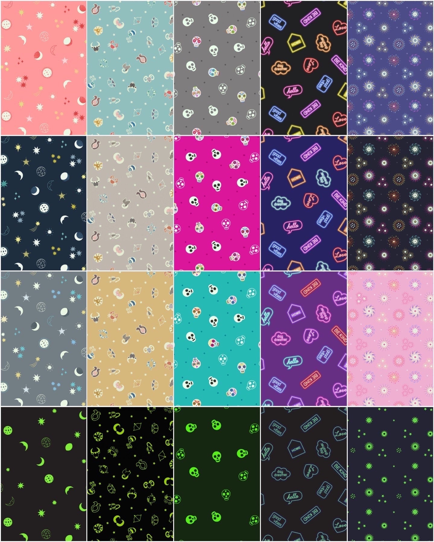 END OF BOLT 3YD17" Glowing Fabrics Lewis & Irene Small Things Glow Fabric Collection Glowing Night Sky on Grey Premium 100% Cotton Fabrics