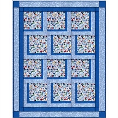 Fabric Cafe Bold Blocks Quilt Pattern (Uses Only 3 Yards of Fabric For Top) Finished Size 47"x60"