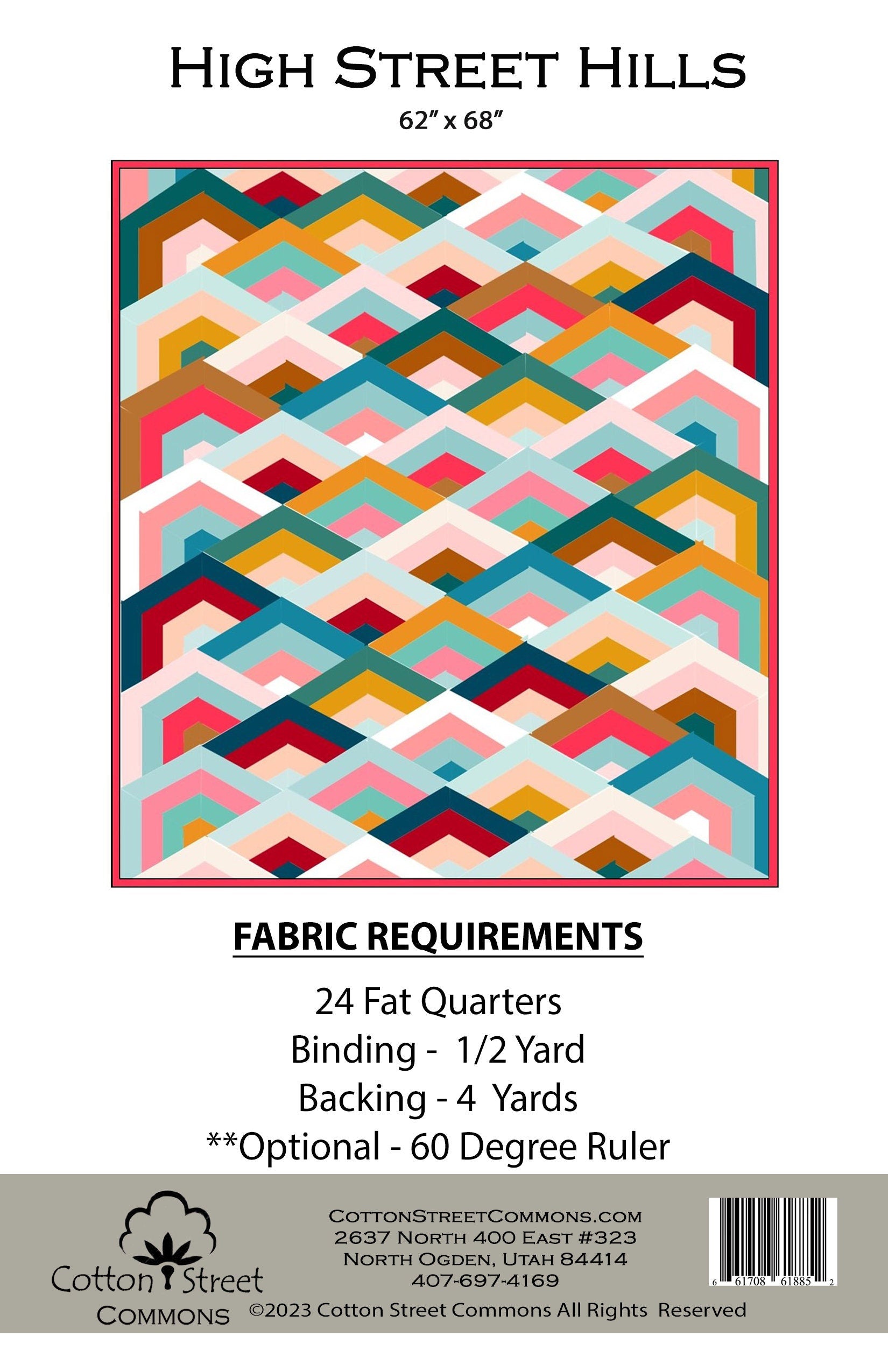 DIGITAL DOWNLOAD Cotton Street Commons High Street Hills Quilt Pattern Finished Size 62"x68"