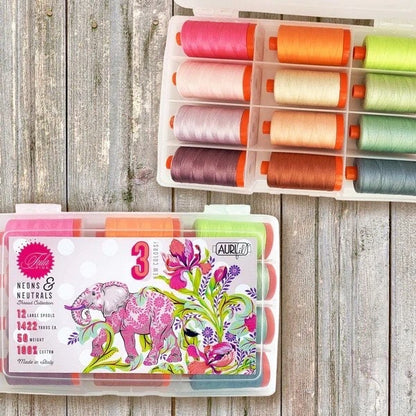 Aurifil Tula Pink Neon & Neutrals 12 Large Spool Thread Set 50WT (Large Spool 1422YDS)
