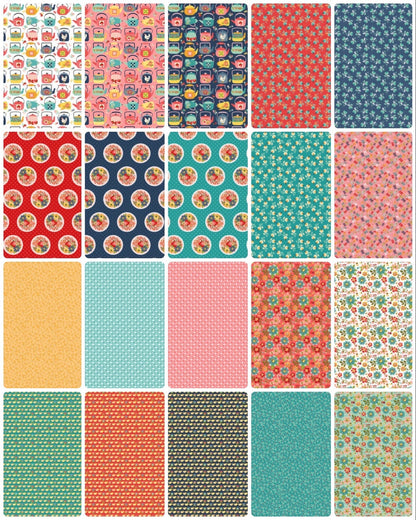 Poppie Cotton Betsy's Sewing Kit Fabric Collection Little Chicks on Blue Premium 100% Cotton Quilt Shop Quality Fabrics