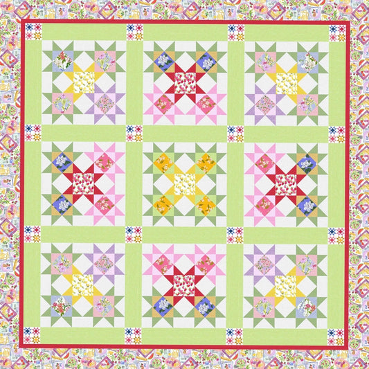 Tourmaline & Thyme Star of the Picnic Quilt Pattern Finished Size: 90"x90"