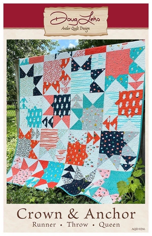 Doug Leko Antler Quilt Designs Crown & Anchor Quilt Pattern (3 Size Variations Per Pattern)