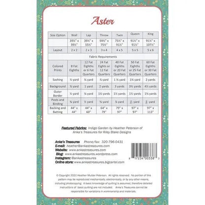 Anka's Treasures Aster Quilt Pattern (6 Size Variations Per Pattern)