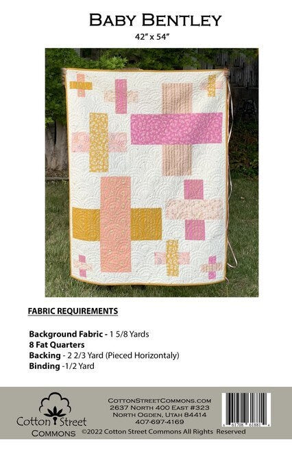 DIGITAL DOWNLOAD Cotton Street Commons Baby Bentley Quilt Pattern Finished Size: 42”x54”