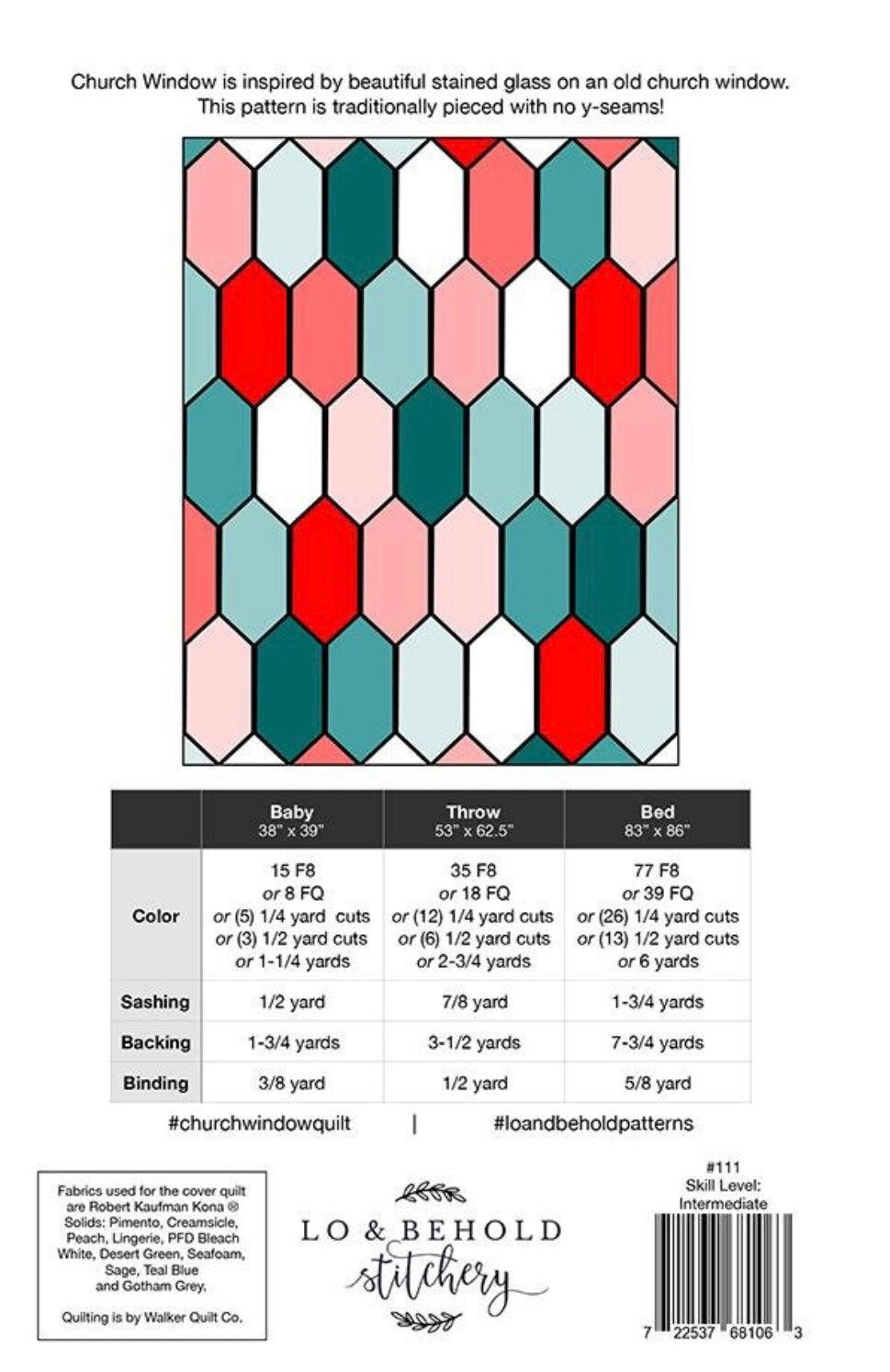 Lo & Behold Stitchery Church Window Quilt Pattern (3 Size Variations Per Pattern)