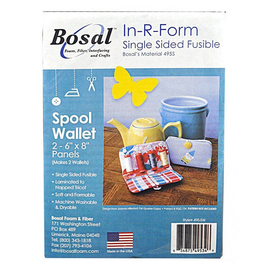 Bosal Spool Wallet Pattern and In-R-Form Single Sided Fusable Interfacing Finsihed Size: 6"x8"