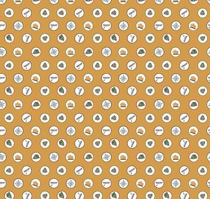 Riley Blake Love You S'more Fabric Collection Badges on Gold Premium 100% Cotton Quilt Shop Quality Fabrics