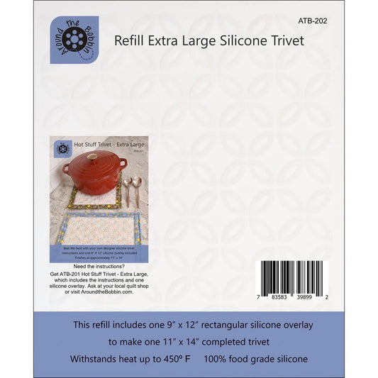 Around the Bobbin Hot Stuff Trivet- Extra Large (9"x12" Silicone Overlay Insert Included) Finished Size: 11"x14"