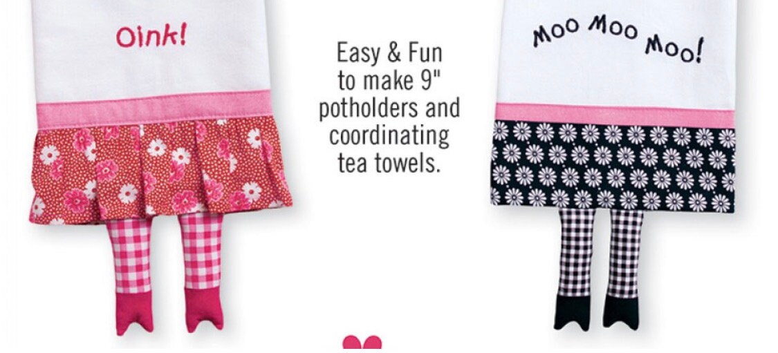 Cotton Ginnys Charming Chickens Potholders and Tea Towels Pattern