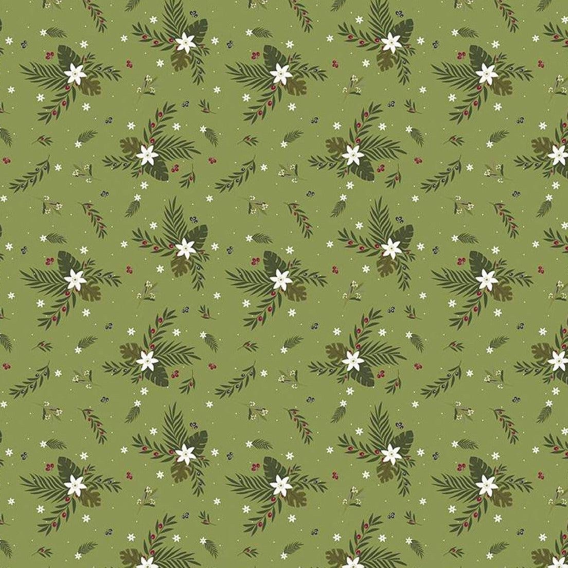 Riley Blake Silent Night Fabric Collection Olive Branch on Sprig Sparkle Premium 100% Cotton Quilt Shop Quality Fabrics