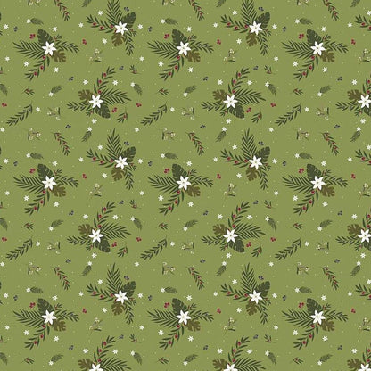 Riley Blake Silent Night Fabric Collection Olive Branch on Sprig Sparkle Premium 100% Cotton Quilt Shop Quality Fabrics