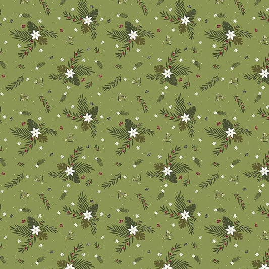Riley Blake Silent Night Fabric Collection Olive Branch on Sprig Sparkle Premium 100% Cotton Quilt Shop Quality Fabrics