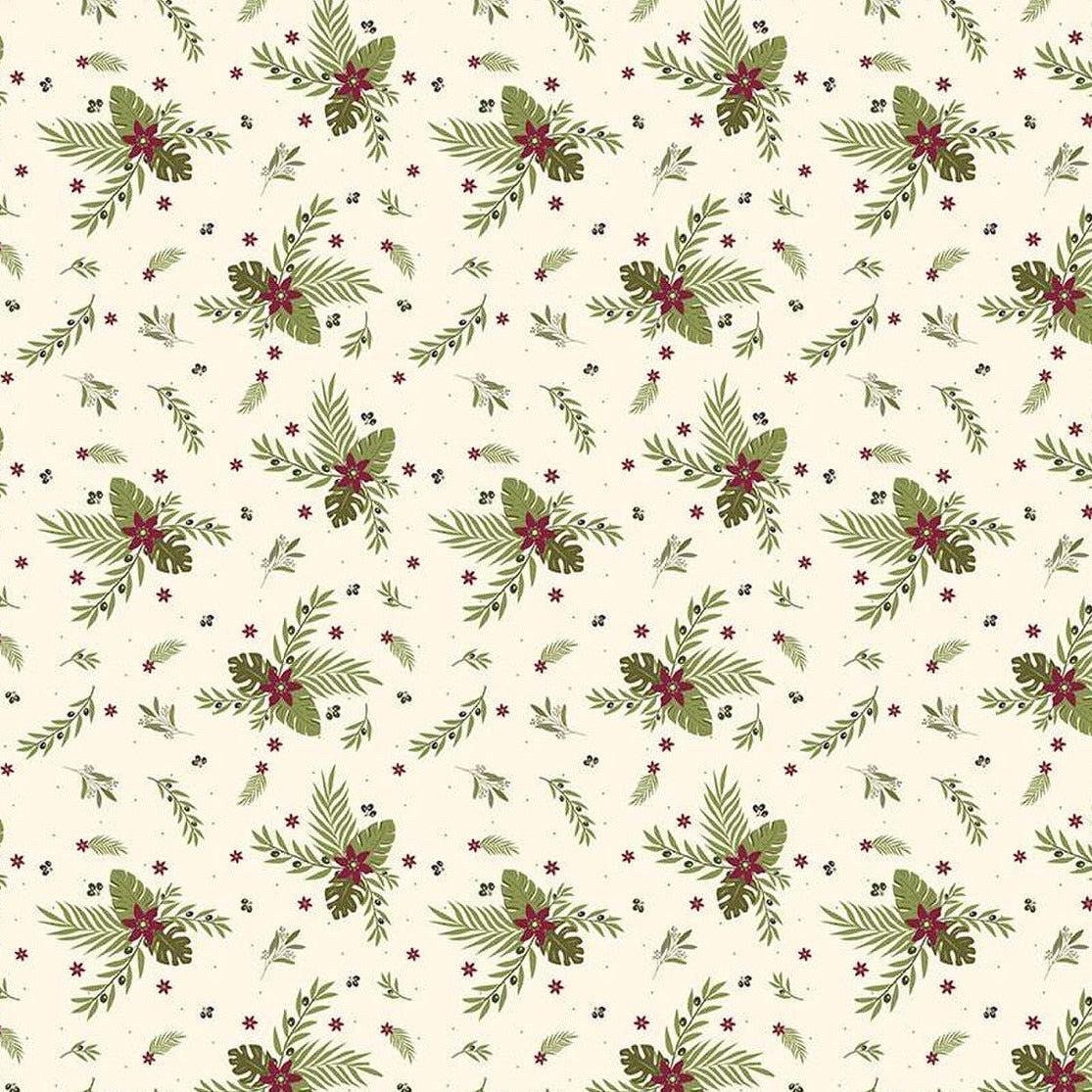 Riley Blake Silent Night Fabric Collection Olive Branch on Ivory Sparkle Premium 100% Cotton Quilt Shop Quality Fabrics
