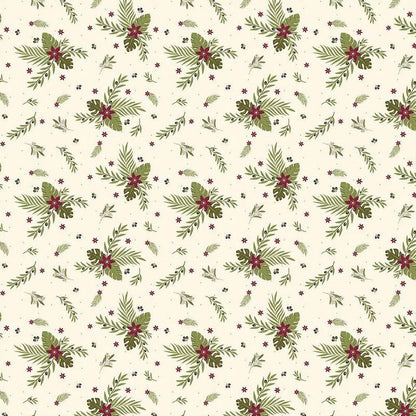 Riley Blake Silent Night Fabric Collection Olive Branch on Ivory Sparkle Premium 100% Cotton Quilt Shop Quality Fabrics