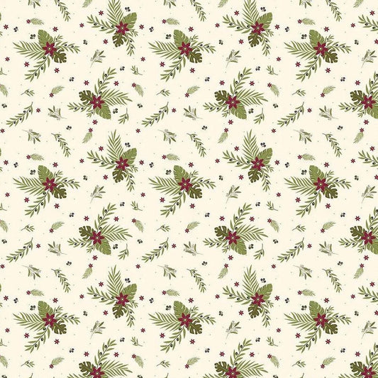 Riley Blake Silent Night Fabric Collection Olive Branch on Ivory Sparkle Premium 100% Cotton Quilt Shop Quality Fabrics