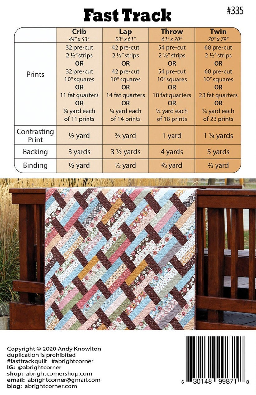 A Bright Corner Fast Track Quilt Pattern - 4 Size Variations Per Patte ...