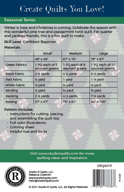 Studio R Quilts Sugar Pines Quilt Pattern (3 Size Variations Per Pattern)