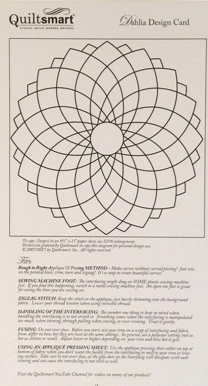 Quiltsmart Dahila Quilt Printed Interfacing Pack & Pattern Pack