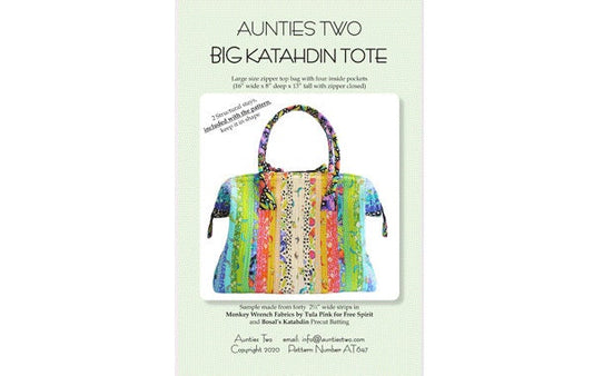 Aunties Two Big Katahdin Tote Pattern Finished Size: 16"x8"x13"